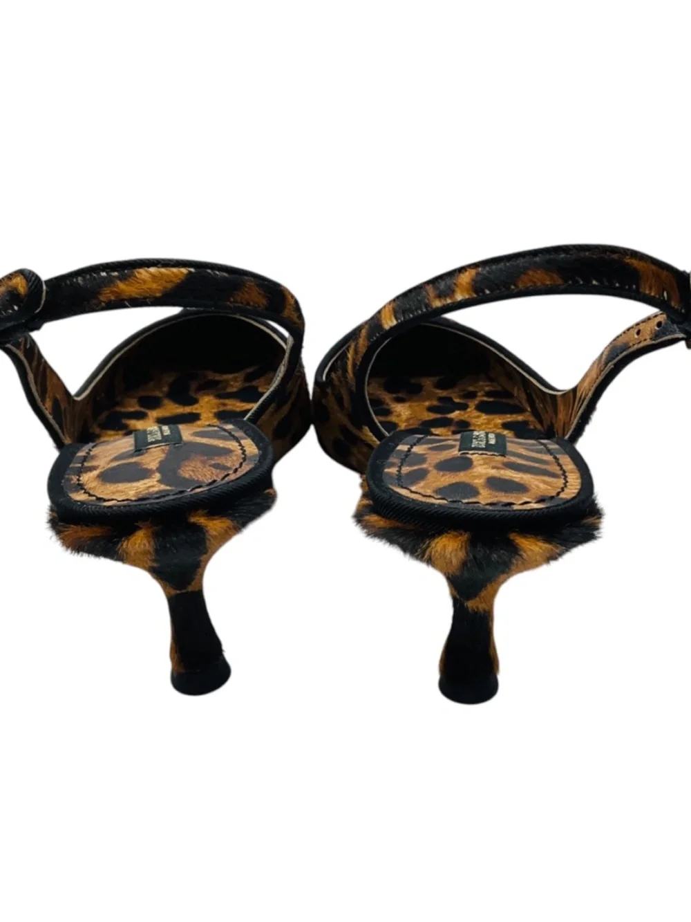 DOLCE & GABBANA TAN / BLACK ANIMAL PRINT CALF HAIR SLINGBACK PUMPS